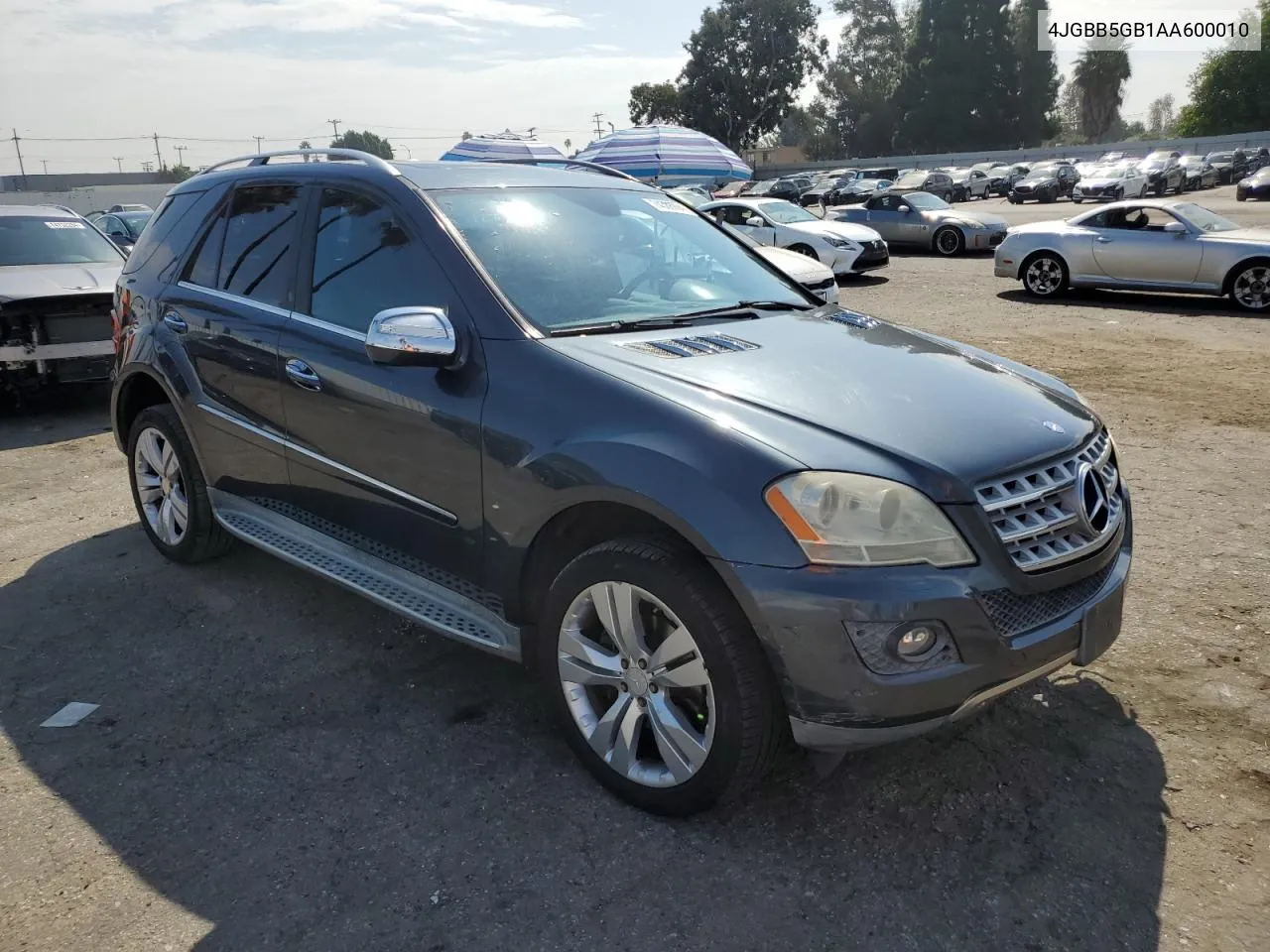 2010 Mercedes-Benz Ml 350 VIN: 4JGBB5GB1AA600010 Lot: 74388994