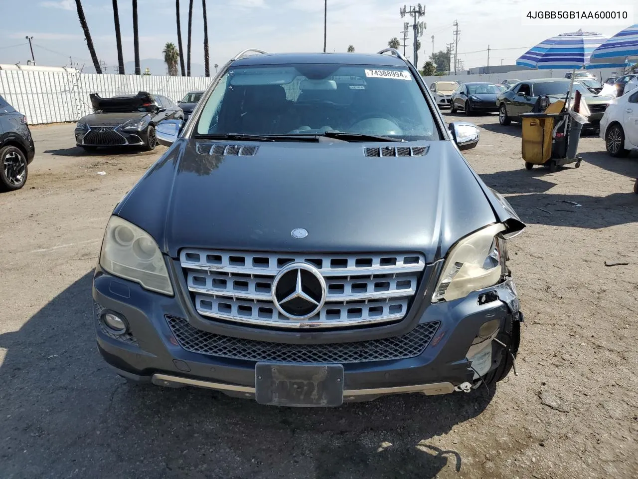 2010 Mercedes-Benz Ml 350 VIN: 4JGBB5GB1AA600010 Lot: 74388994