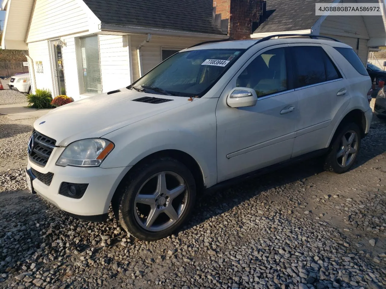 2010 Mercedes-Benz Ml 350 4Matic VIN: 4JGBB8GB7AA586972 Lot: 77083844