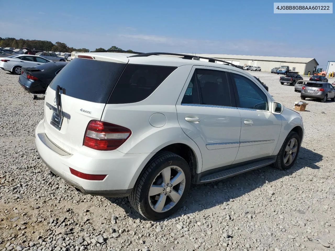 2010 Mercedes-Benz Ml 350 4Matic VIN: 4JGBB8GB8AA601222 Lot: 77218754