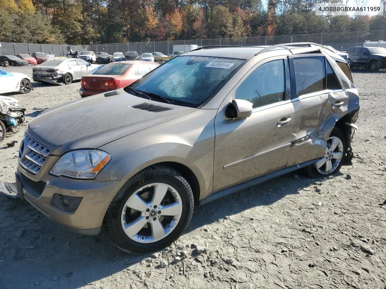 2010 Mercedes-Benz Ml 350 4Matic VIN: 4JGBB8GBXAA611959 Lot: 78399914