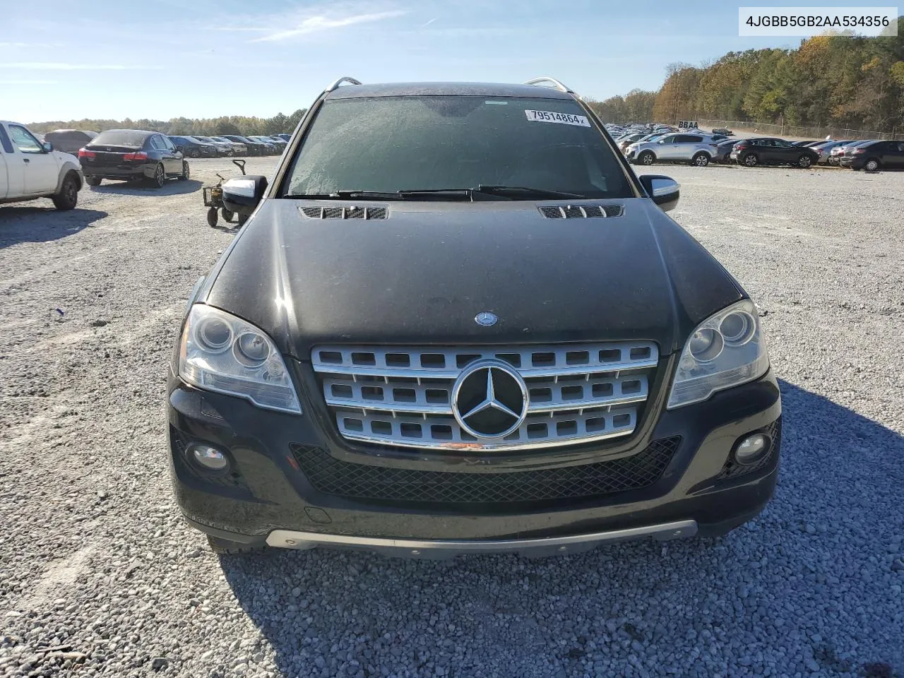 2010 Mercedes-Benz Ml 350 VIN: 4JGBB5GB2AA534356 Lot: 79514864