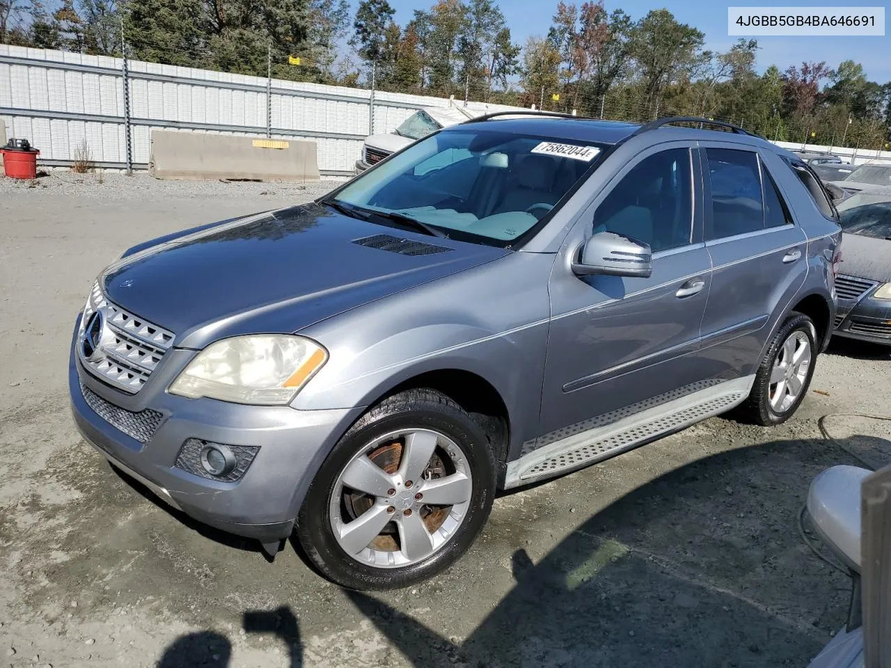 2011 Mercedes-Benz Ml 350 VIN: 4JGBB5GB4BA646691 Lot: 75862044