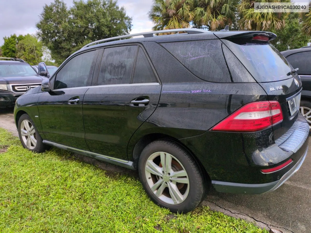 2012 Mercedes-Benz Ml 350 4Matic VIN: 4JGDA5HB9CA030240 Lot: 75041824