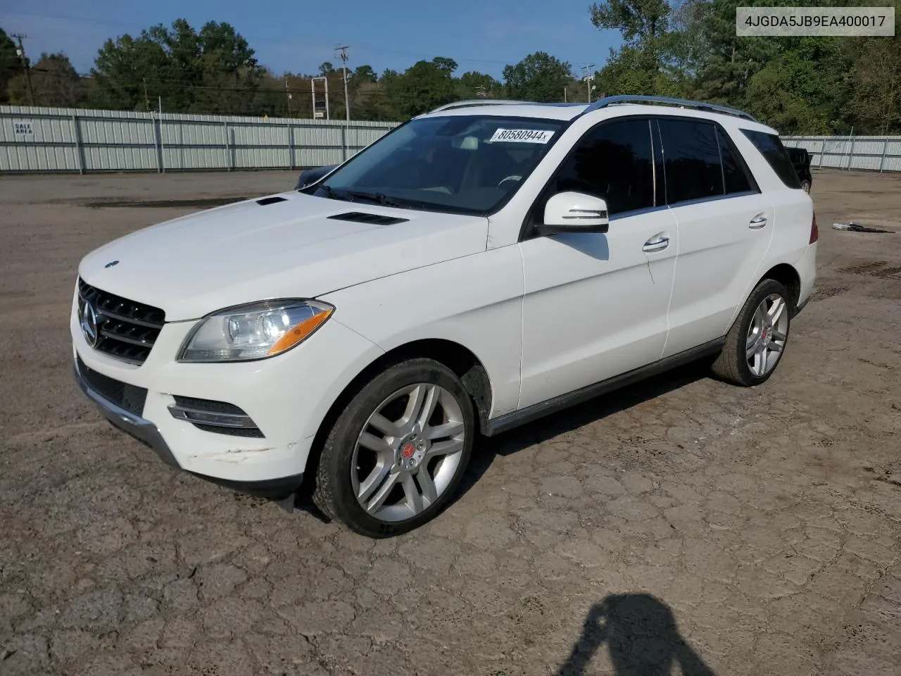 2014 Mercedes-Benz Ml 350 VIN: 4JGDA5JB9EA400017 Lot: 80580944