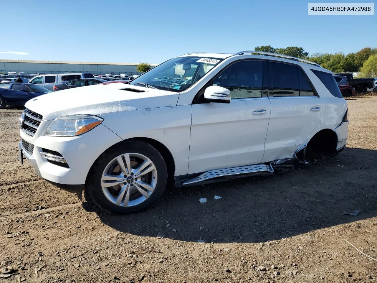 2015 Mercedes-Benz Ml 350 4Matic VIN: 4JGDA5HB0FA472988 Lot: 74043314