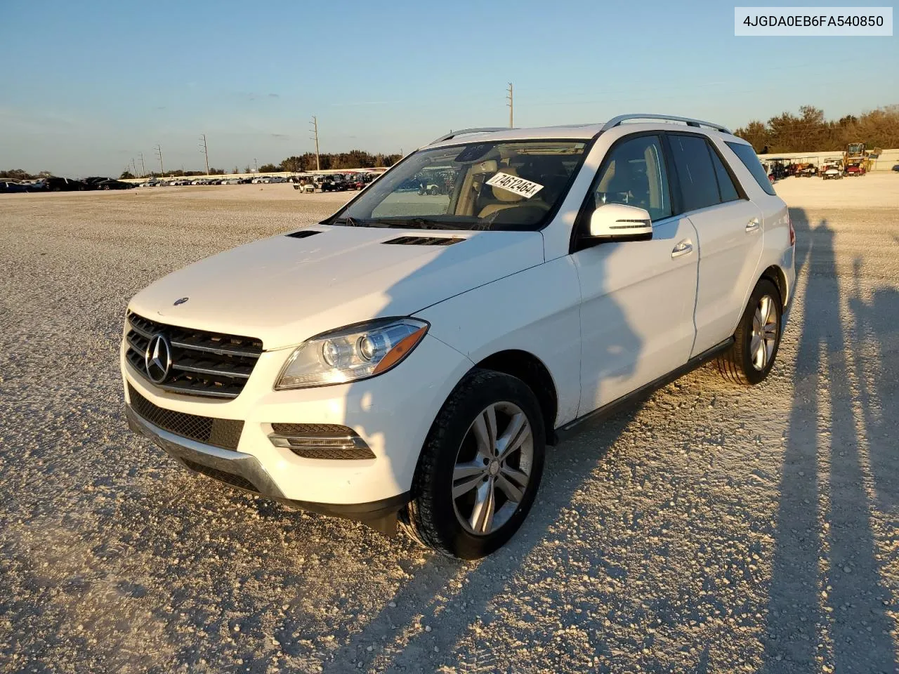 2015 Mercedes-Benz Ml 250 Bluetec VIN: 4JGDA0EB6FA540850 Lot: 74612464