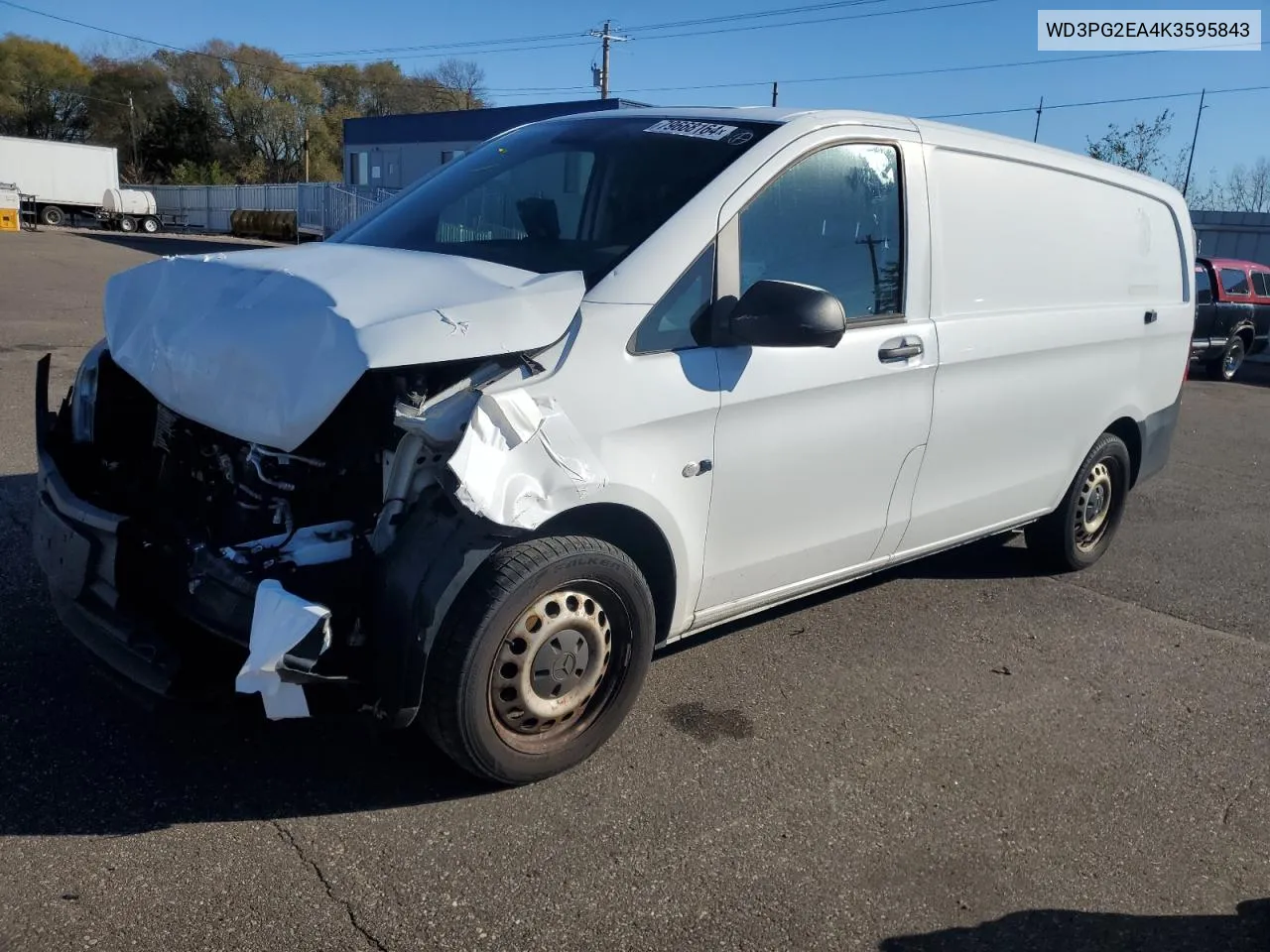 2019 Mercedes-Benz Metris VIN: WD3PG2EA4K3595843 Lot: 79668164