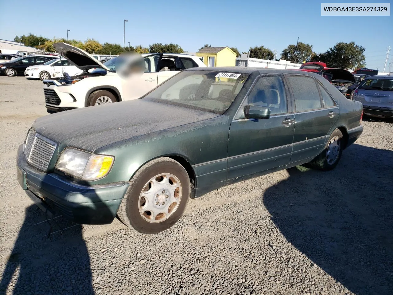 1995 Mercedes-Benz S 420 VIN: WDBGA43E3SA274329 Lot: 71117994