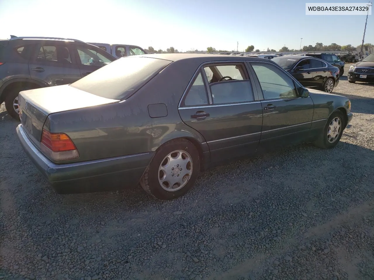 1995 Mercedes-Benz S 420 VIN: WDBGA43E3SA274329 Lot: 71117994