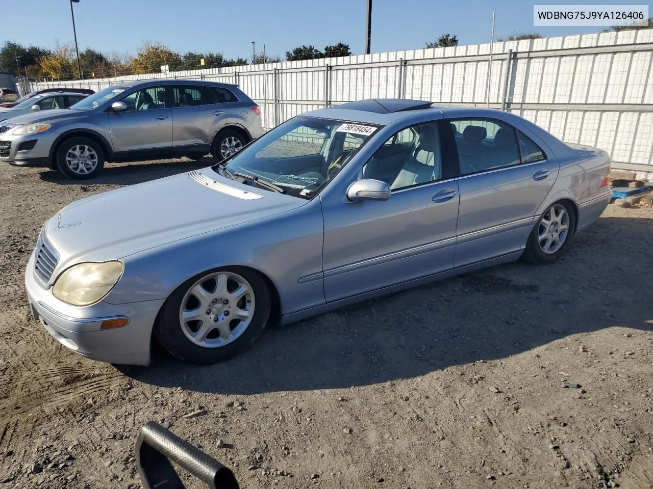 2000 Mercedes-Benz S 500 VIN: WDBNG75J9YA126406 Lot: 79818454