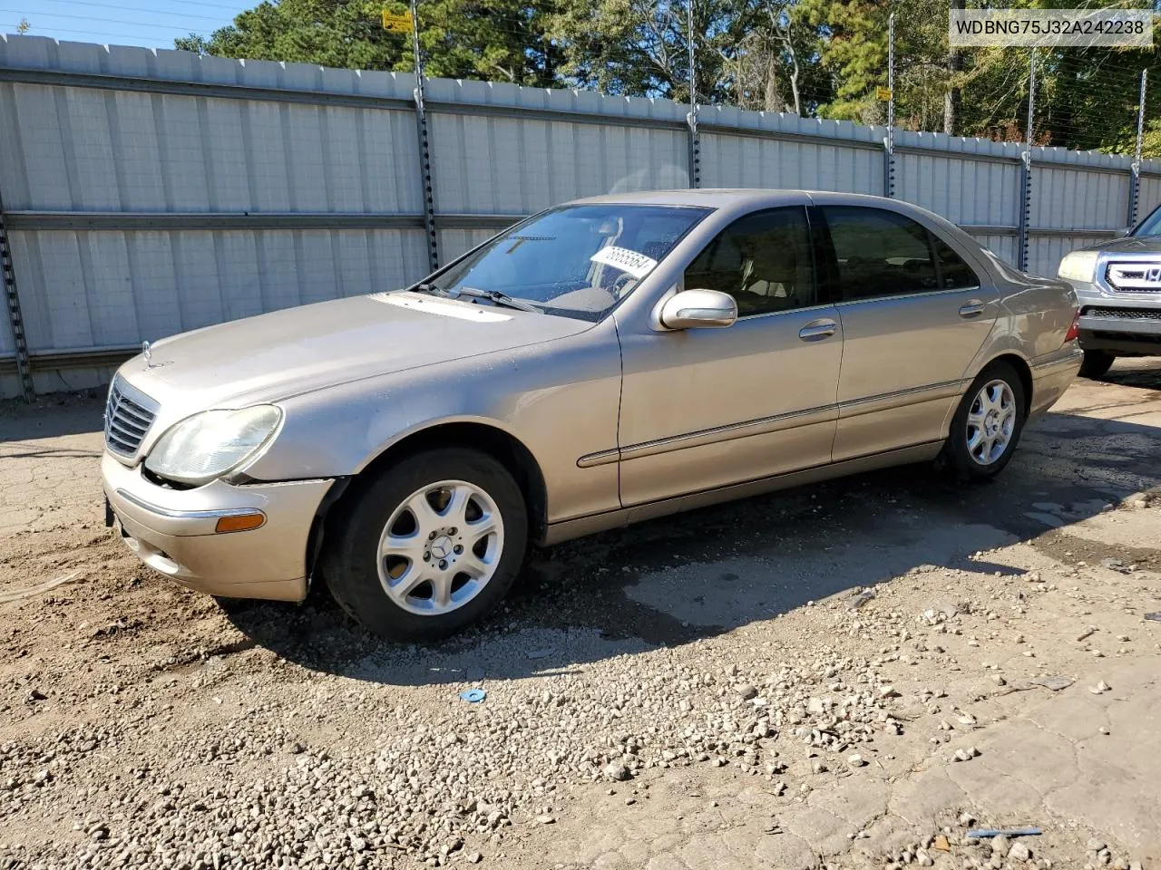 2002 Mercedes-Benz S 500 VIN: WDBNG75J32A242238 Lot: 76665564