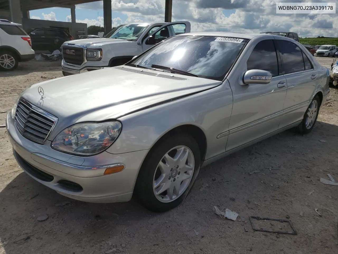 2003 Mercedes-Benz S 430 VIN: WDBNG70J23A339178 Lot: 72535094