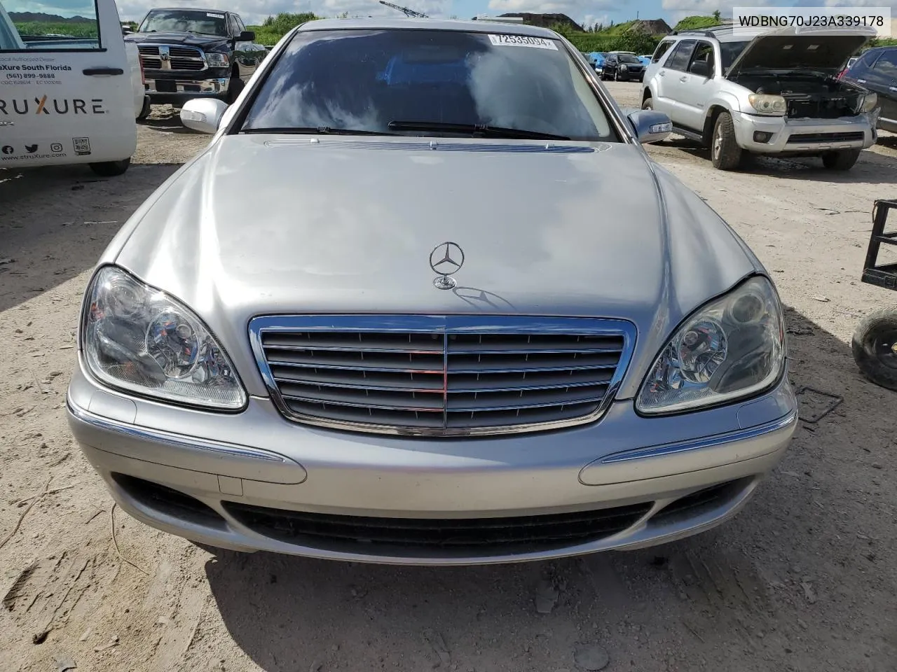 2003 Mercedes-Benz S 430 VIN: WDBNG70J23A339178 Lot: 72535094