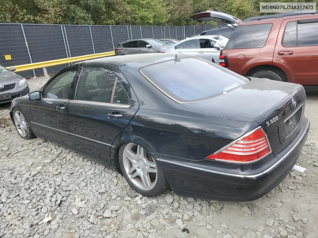 2003 Mercedes-Benz S 500 VIN: WDBNG75J33A317473 Lot: 76307394