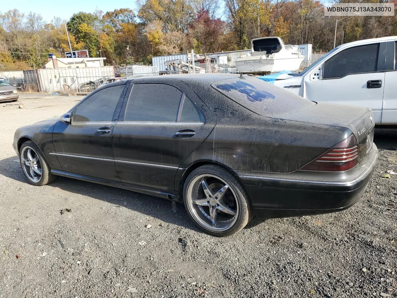 2003 Mercedes-Benz S 500 VIN: WDBNG75J13A343070 Lot: 77412604