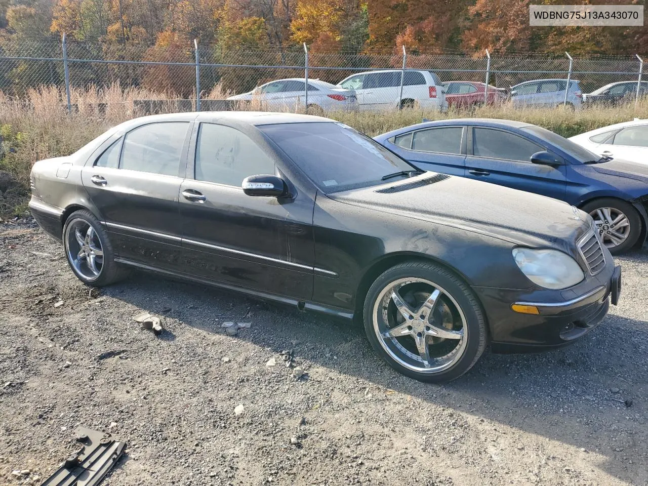 2003 Mercedes-Benz S 500 VIN: WDBNG75J13A343070 Lot: 77412604