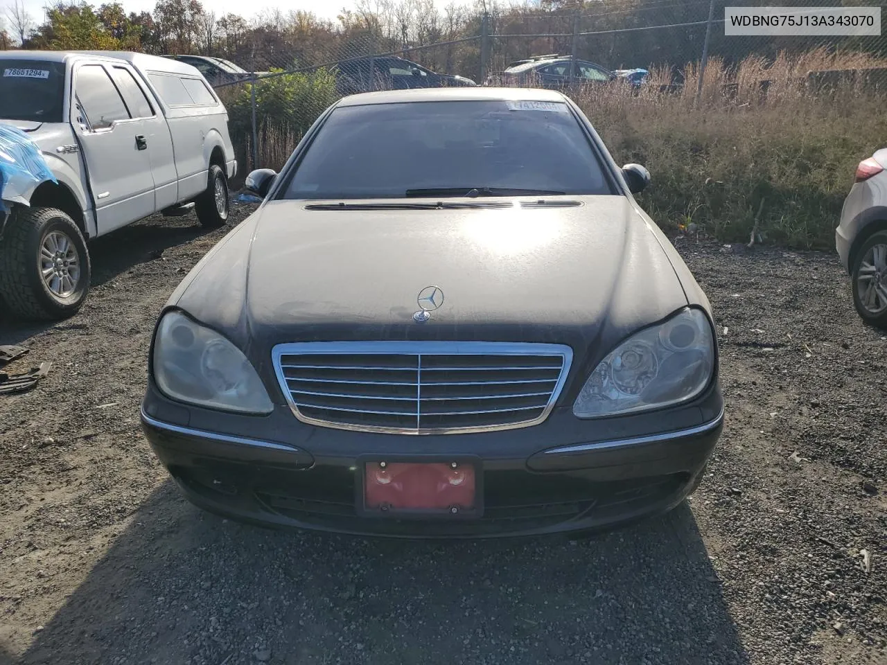 2003 Mercedes-Benz S 500 VIN: WDBNG75J13A343070 Lot: 77412604