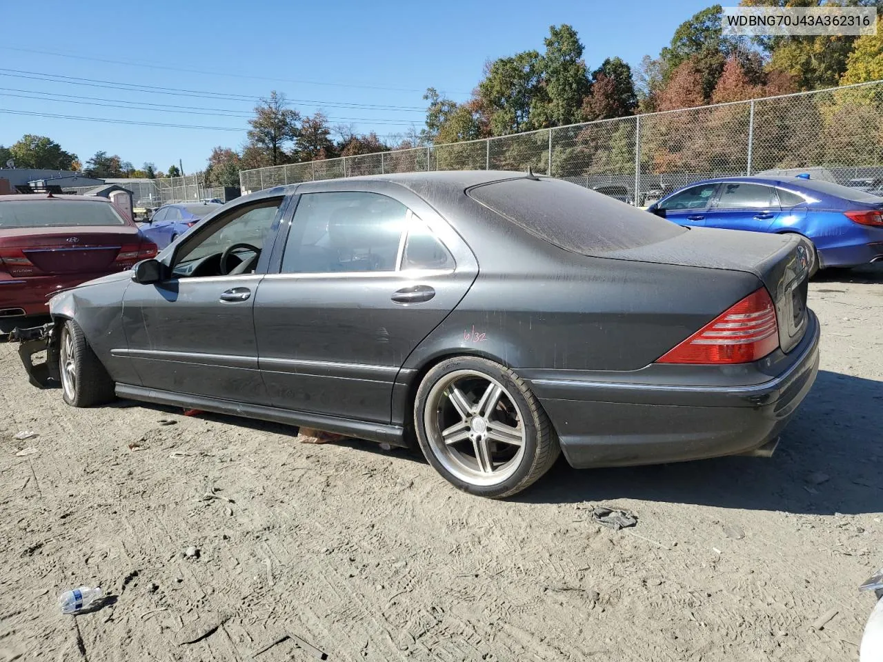 2003 Mercedes-Benz S 430 VIN: WDBNG70J43A362316 Lot: 77487514