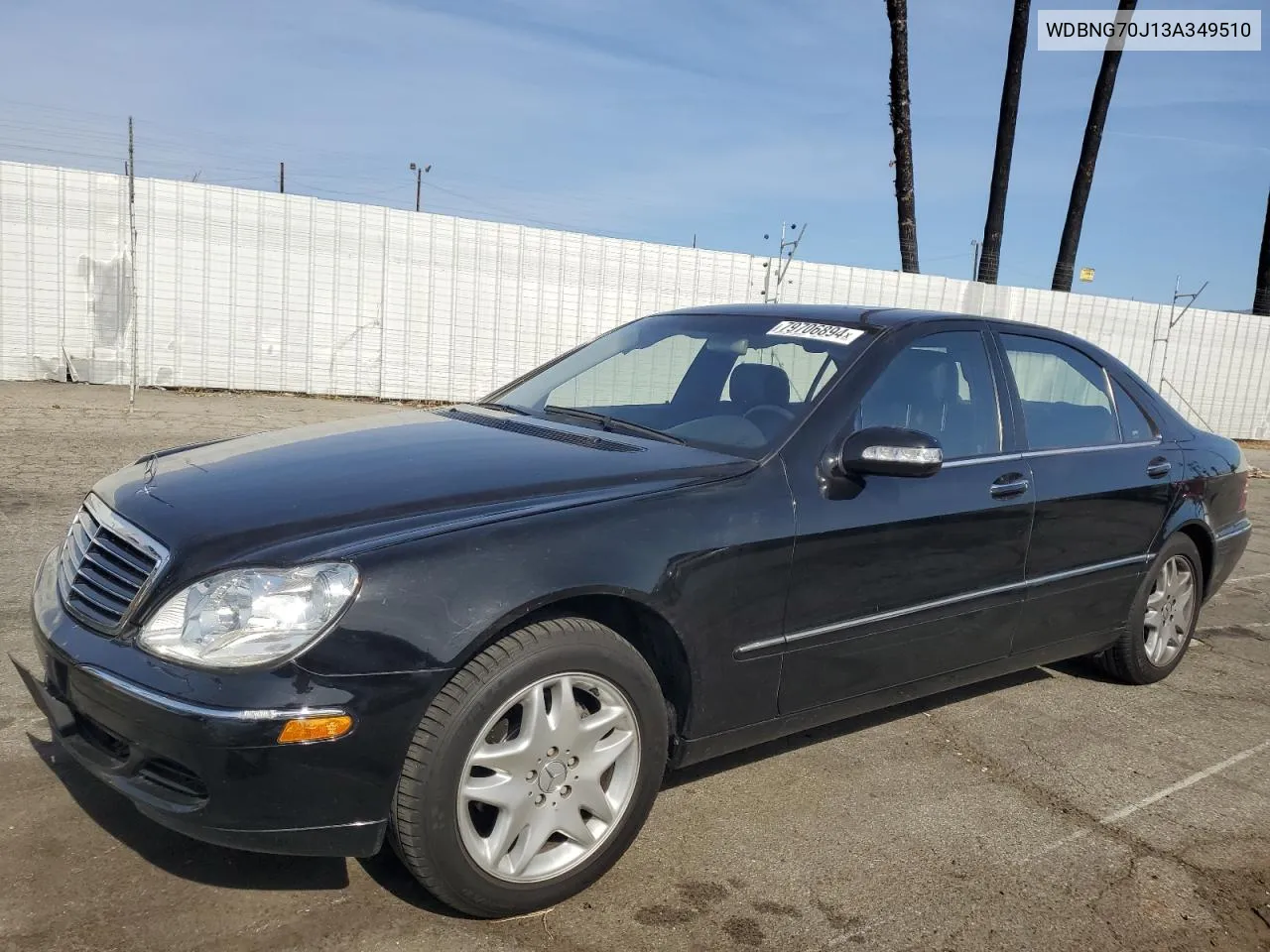 2003 Mercedes-Benz S 430 VIN: WDBNG70J13A349510 Lot: 79706894