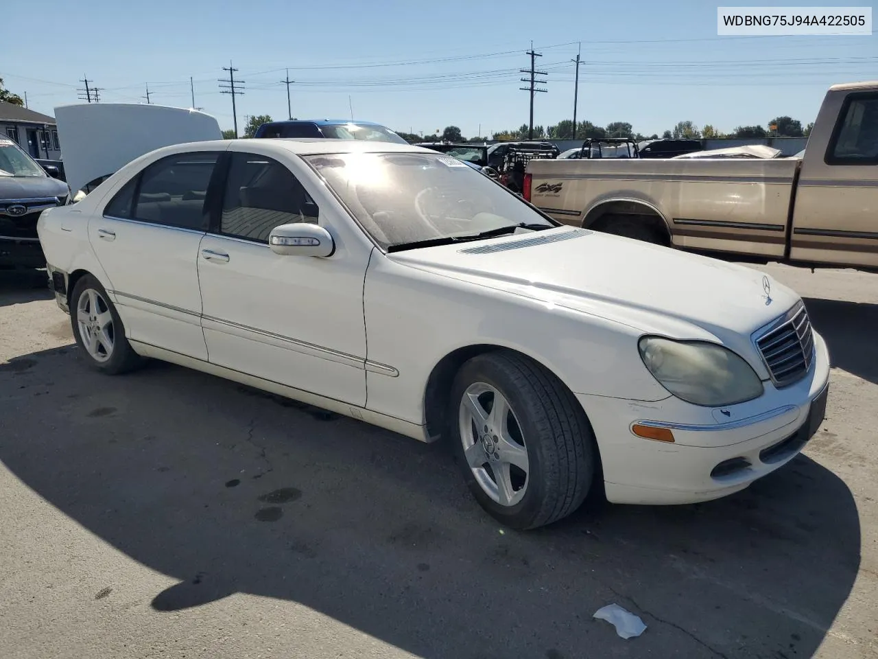 2004 Mercedes-Benz S 500 VIN: WDBNG75J94A422505 Lot: 72599834