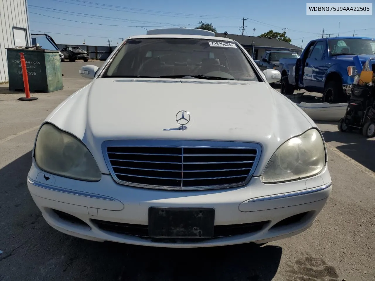 2004 Mercedes-Benz S 500 VIN: WDBNG75J94A422505 Lot: 72599834