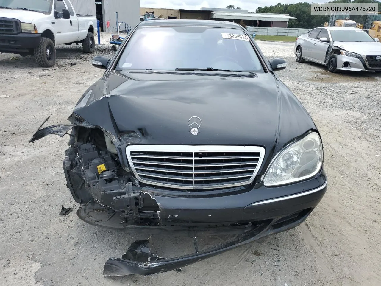 2006 Mercedes-Benz S 430 4Matic VIN: WDBNG83J96A475720 Lot: 73059034