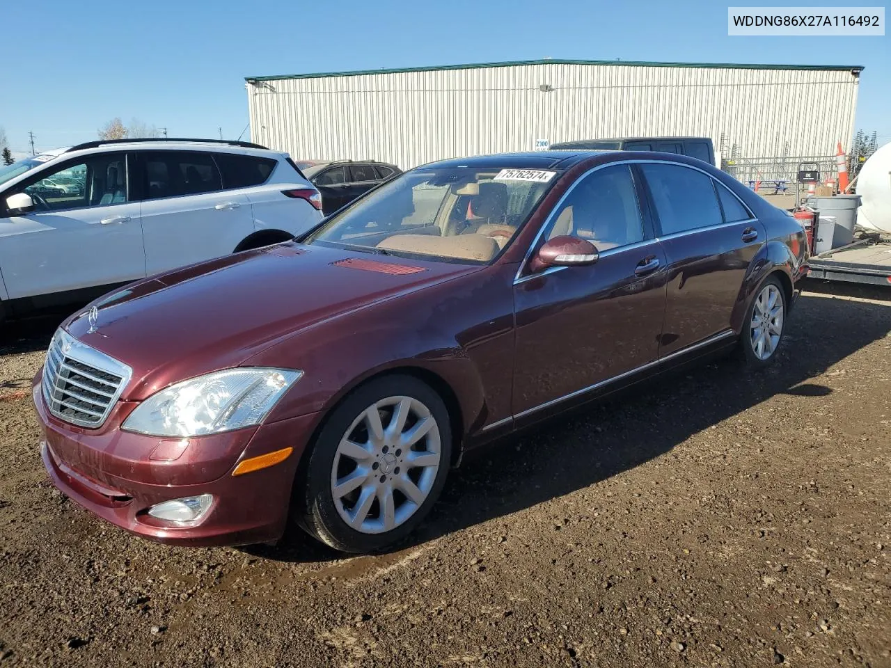 2007 Mercedes-Benz S 550 4Matic VIN: WDDNG86X27A116492 Lot: 75762574