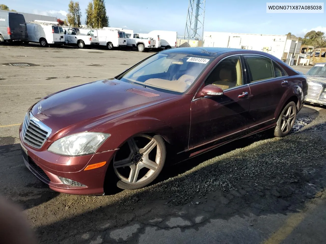 2007 Mercedes-Benz S 550 VIN: WDDNG71X87A085038 Lot: 80551374