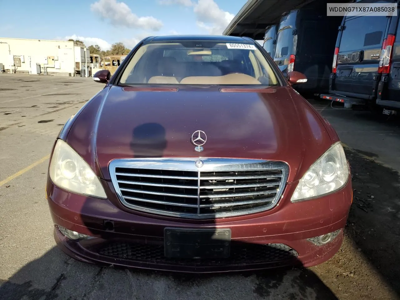 2007 Mercedes-Benz S 550 VIN: WDDNG71X87A085038 Lot: 80551374