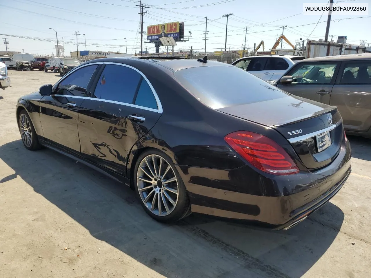 2015 Mercedes-Benz S 550 VIN: WDDUG8CB0FA092860 Lot: 71390974