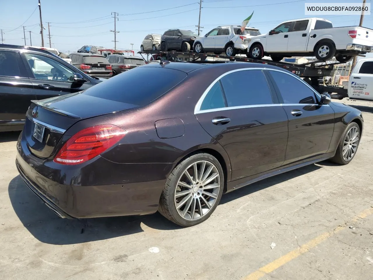 2015 Mercedes-Benz S 550 VIN: WDDUG8CB0FA092860 Lot: 71390974