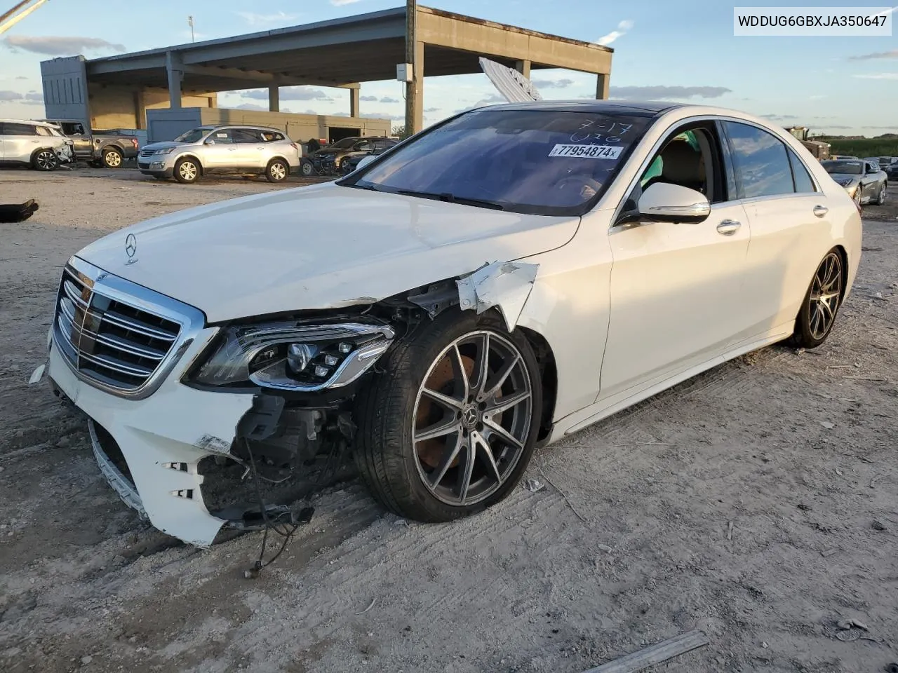 2018 Mercedes-Benz S 450 VIN: WDDUG6GBXJA350647 Lot: 77954874