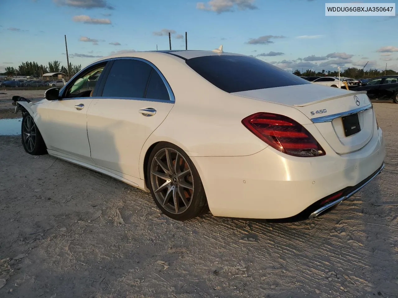 2018 Mercedes-Benz S 450 VIN: WDDUG6GBXJA350647 Lot: 77954874