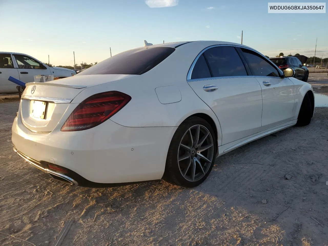 2018 Mercedes-Benz S 450 VIN: WDDUG6GBXJA350647 Lot: 77954874