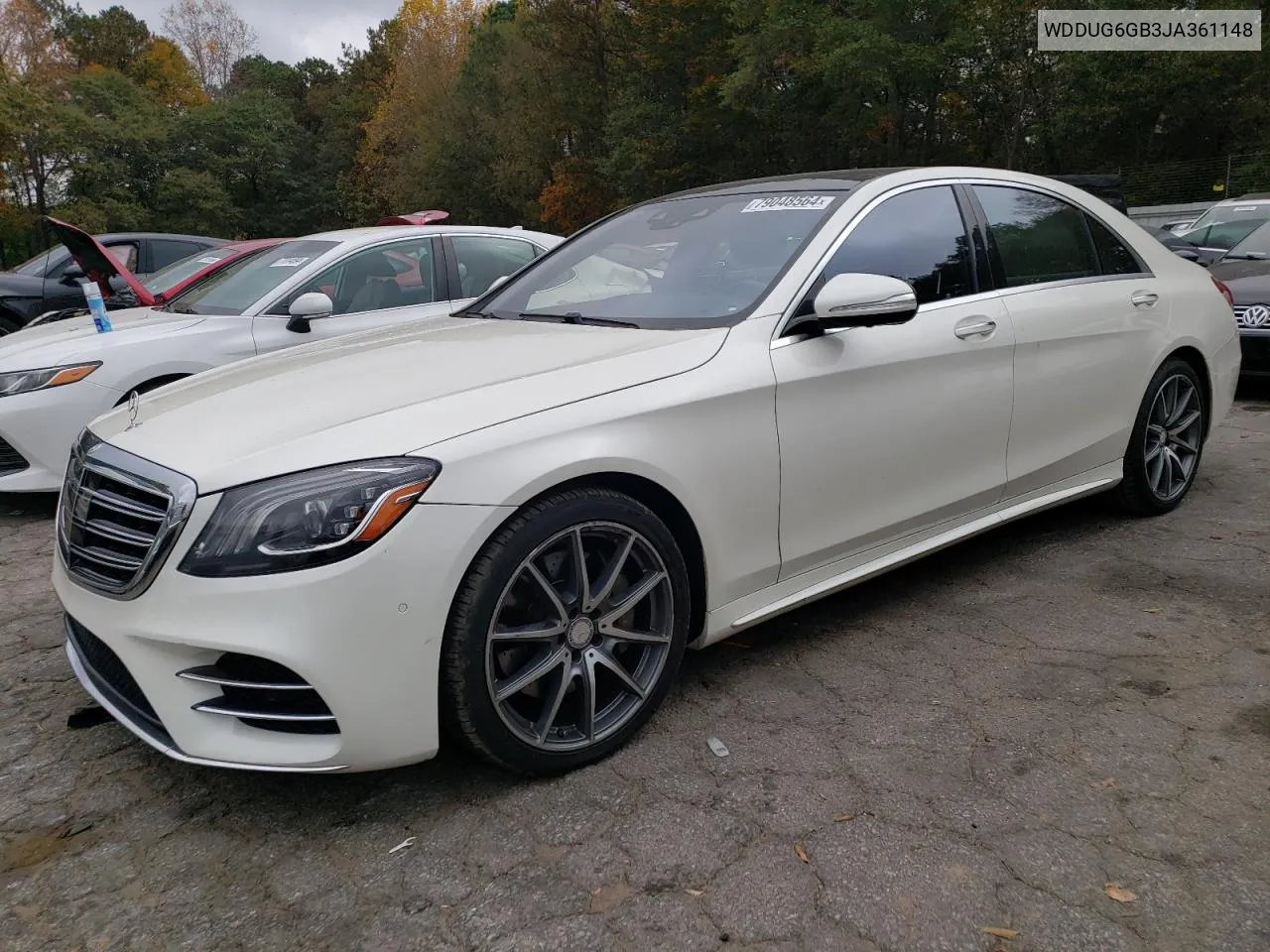 2018 Mercedes-Benz S 450 VIN: WDDUG6GB3JA361148 Lot: 79048564