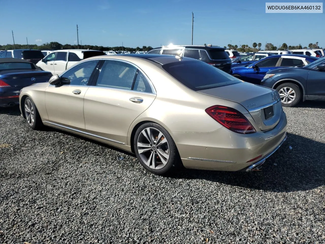 2019 Mercedes-Benz S 450 4Matic VIN: WDDUG6EB6KA460132 Lot: 73942904