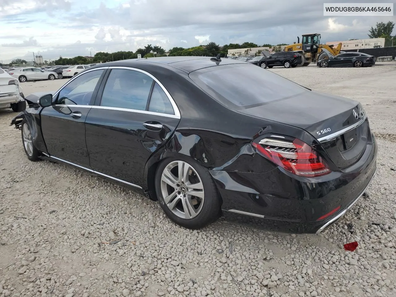 2019 Mercedes-Benz S 560 4Matic VIN: WDDUG8GB6KA465646 Lot: 74453504