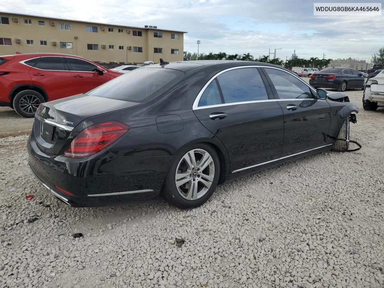 2019 Mercedes-Benz S 560 4Matic VIN: WDDUG8GB6KA465646 Lot: 74453504