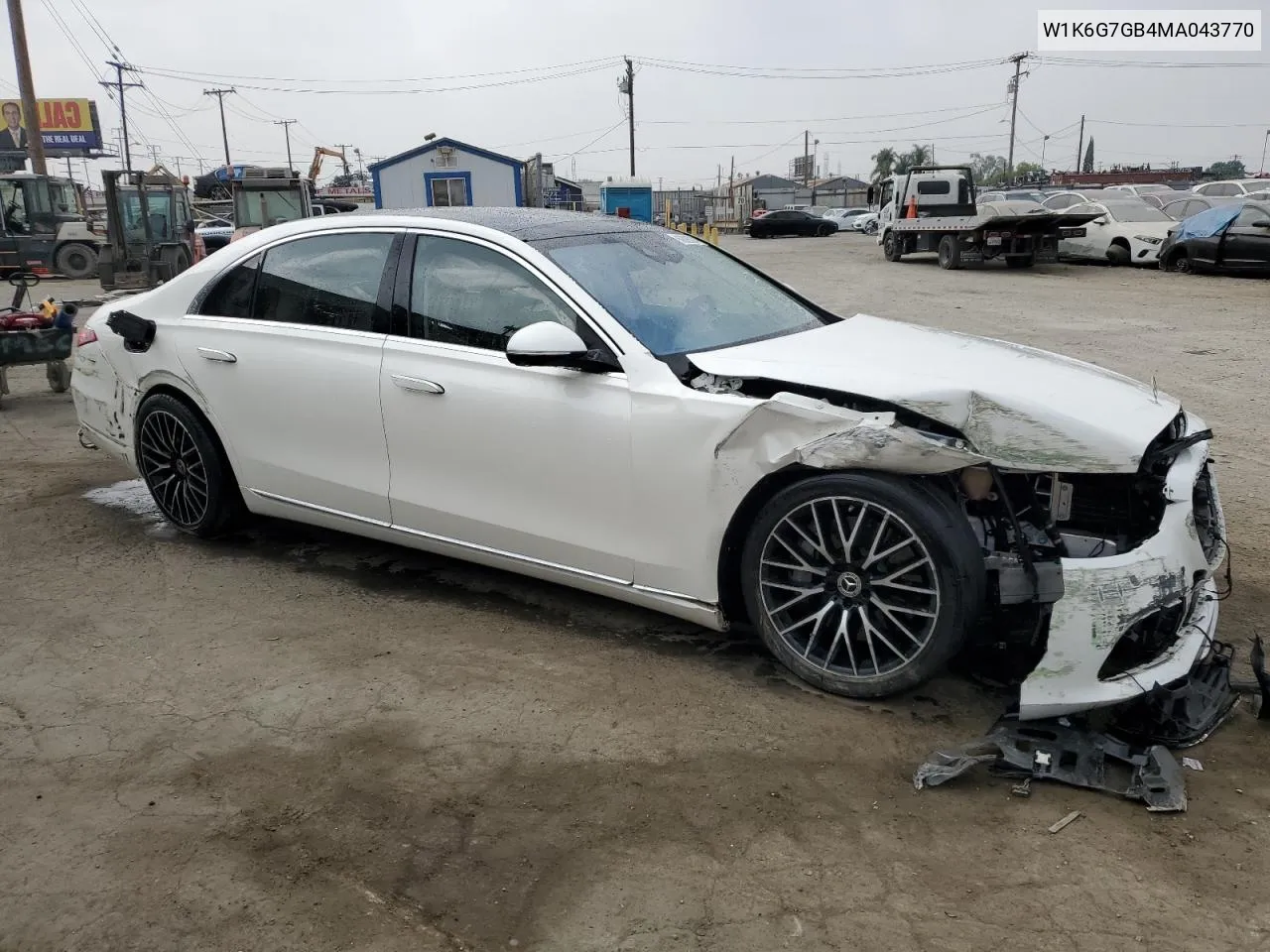 2021 Mercedes-Benz S 580 4Matic VIN: W1K6G7GB4MA043770 Lot: 69826034