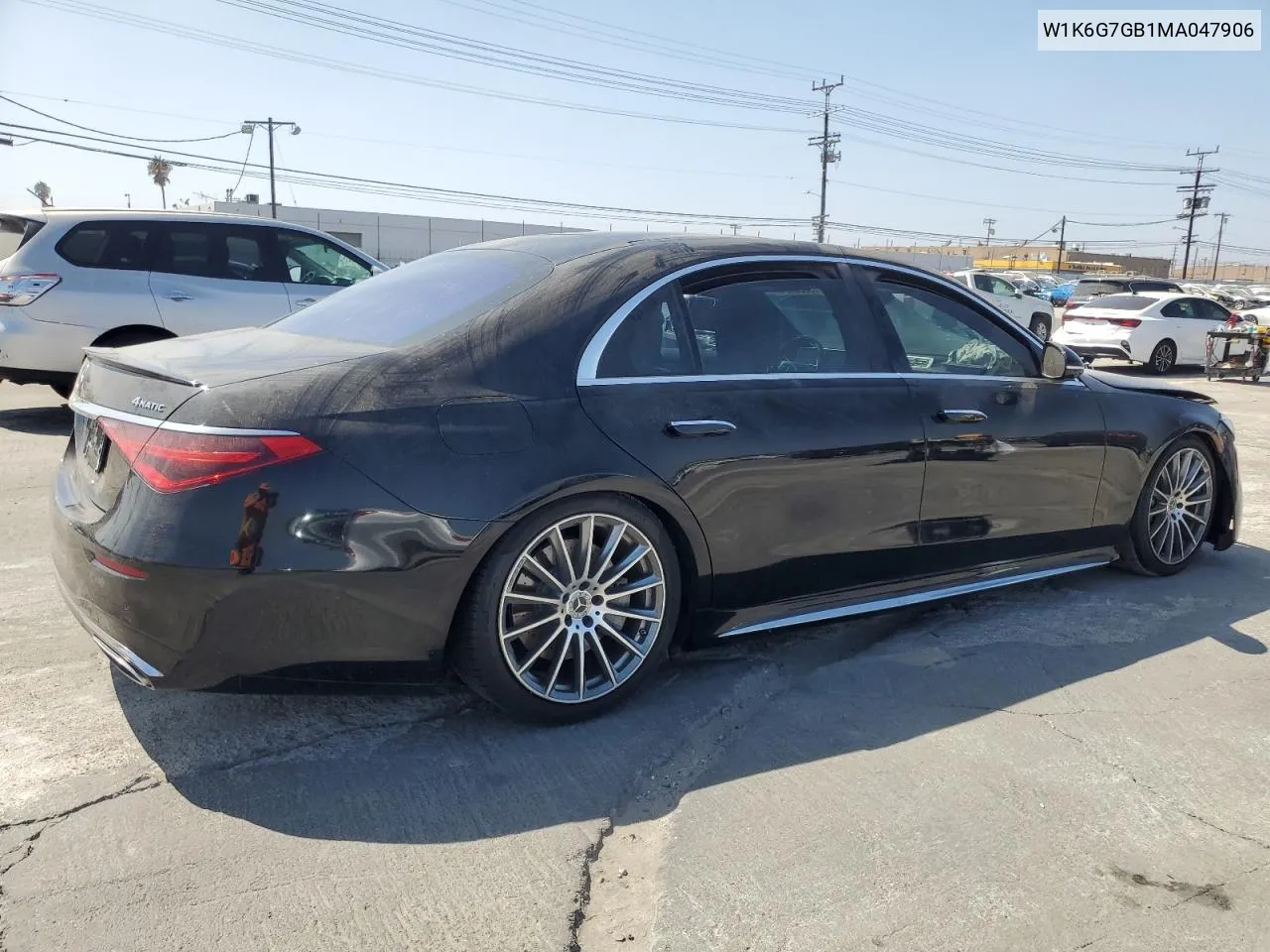 2021 Mercedes-Benz S 580 4Matic VIN: W1K6G7GB1MA047906 Lot: 73036924