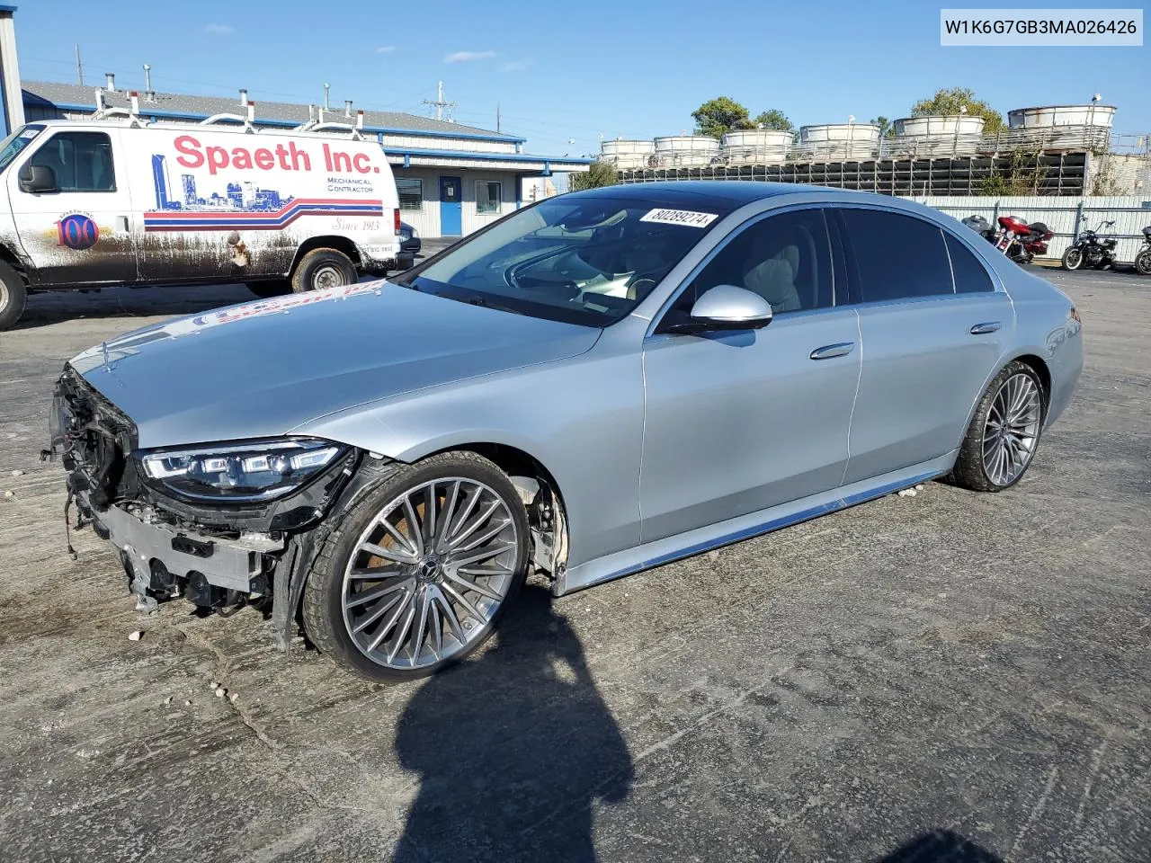 2021 Mercedes-Benz S 580 4Matic VIN: W1K6G7GB3MA026426 Lot: 80289274