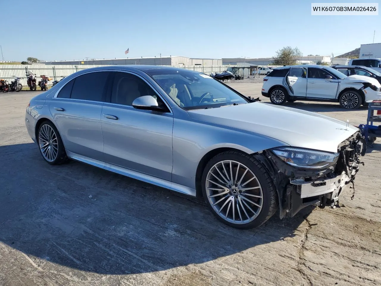 2021 Mercedes-Benz S 580 4Matic VIN: W1K6G7GB3MA026426 Lot: 80289274