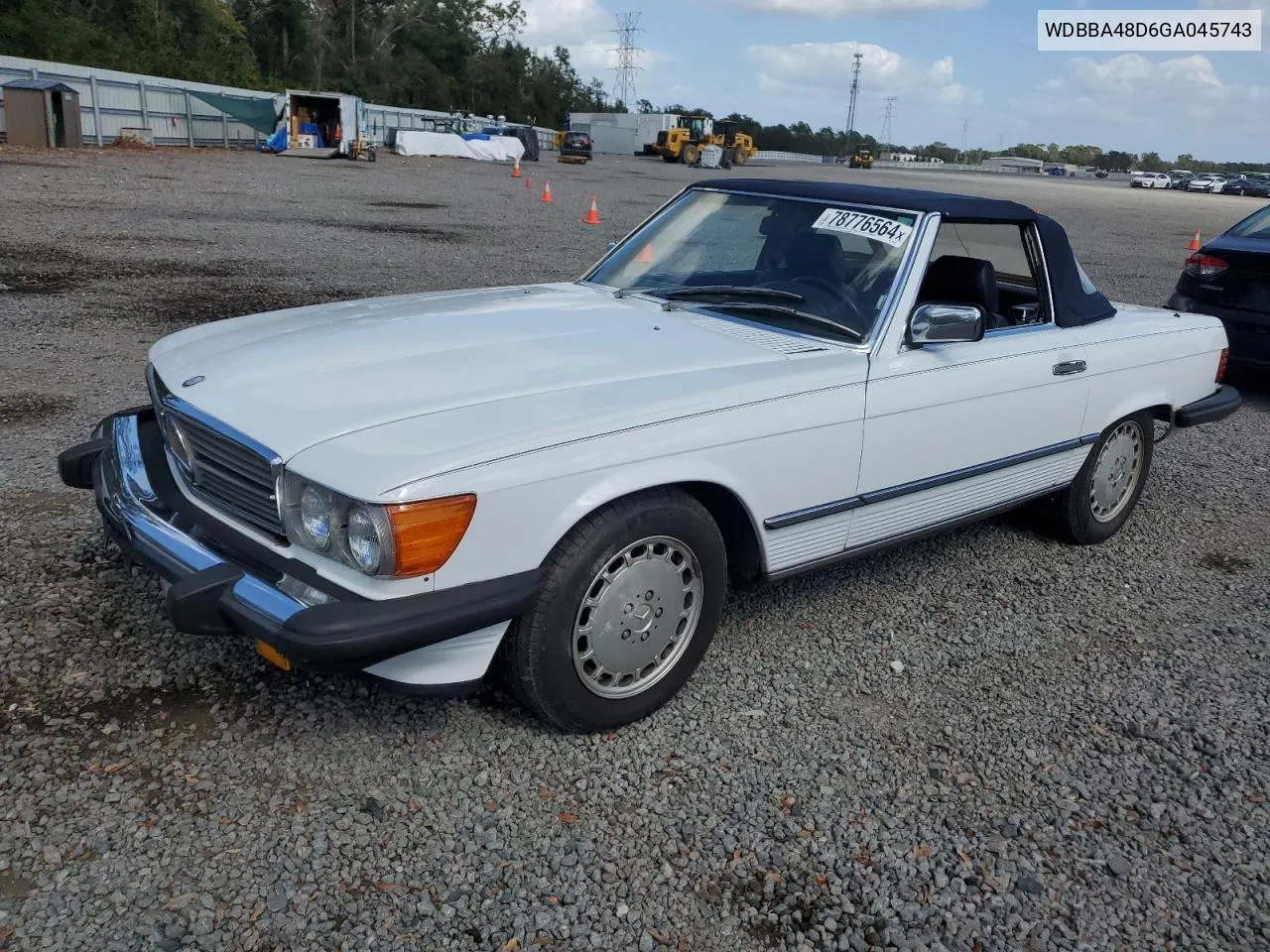 1986 Mercedes-Benz 560 Sl VIN: WDBBA48D6GA045743 Lot: 78776564