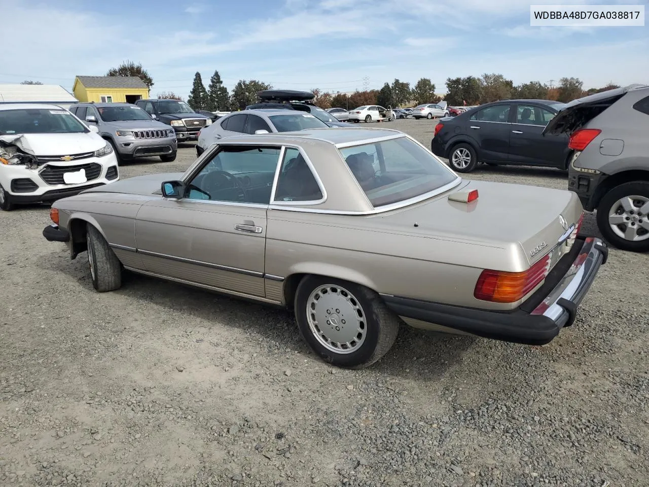 1986 Mercedes-Benz 560 Sl VIN: WDBBA48D7GA038817 Lot: 78922974