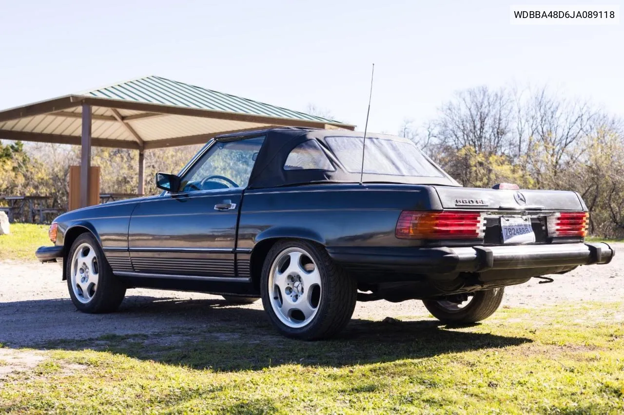 1988 Mercedes-Benz 560 Sl VIN: WDBBA48D6JA089118 Lot: 78076474