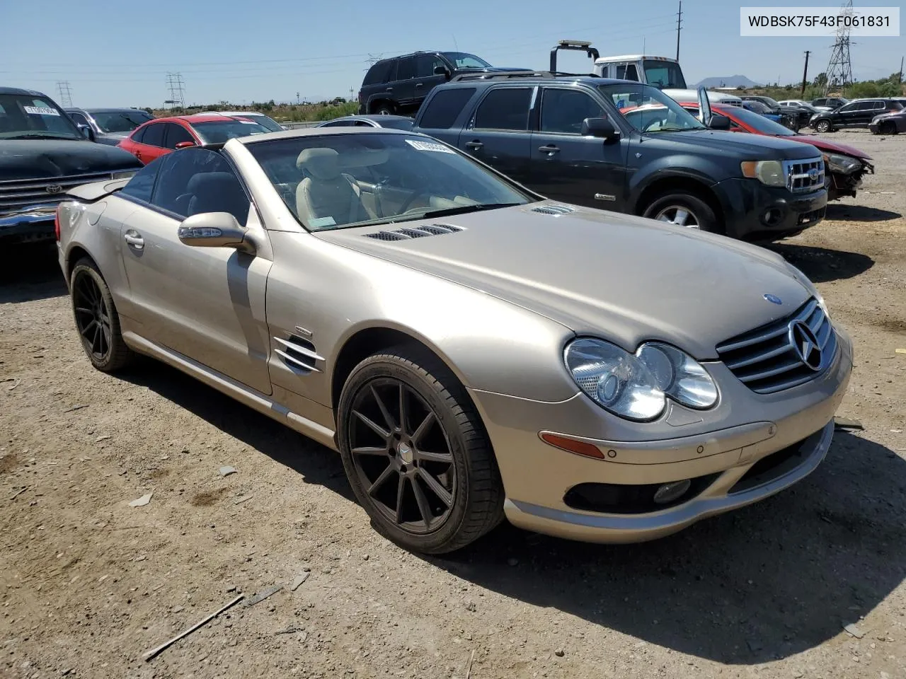 2003 Mercedes-Benz Sl 500R VIN: WDBSK75F43F061831 Lot: 71050334