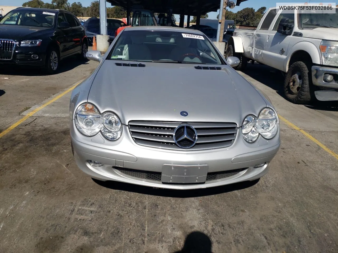 2003 Mercedes-Benz Sl 500R VIN: WDBSK75F53F032886 Lot: 74602754