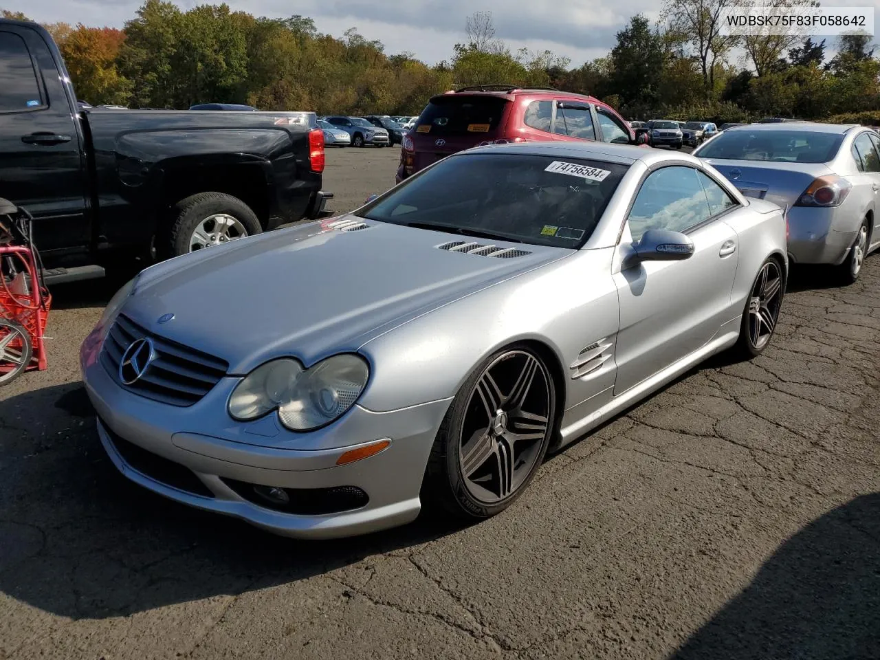 2003 Mercedes-Benz Sl 500R VIN: WDBSK75F83F058642 Lot: 74756584