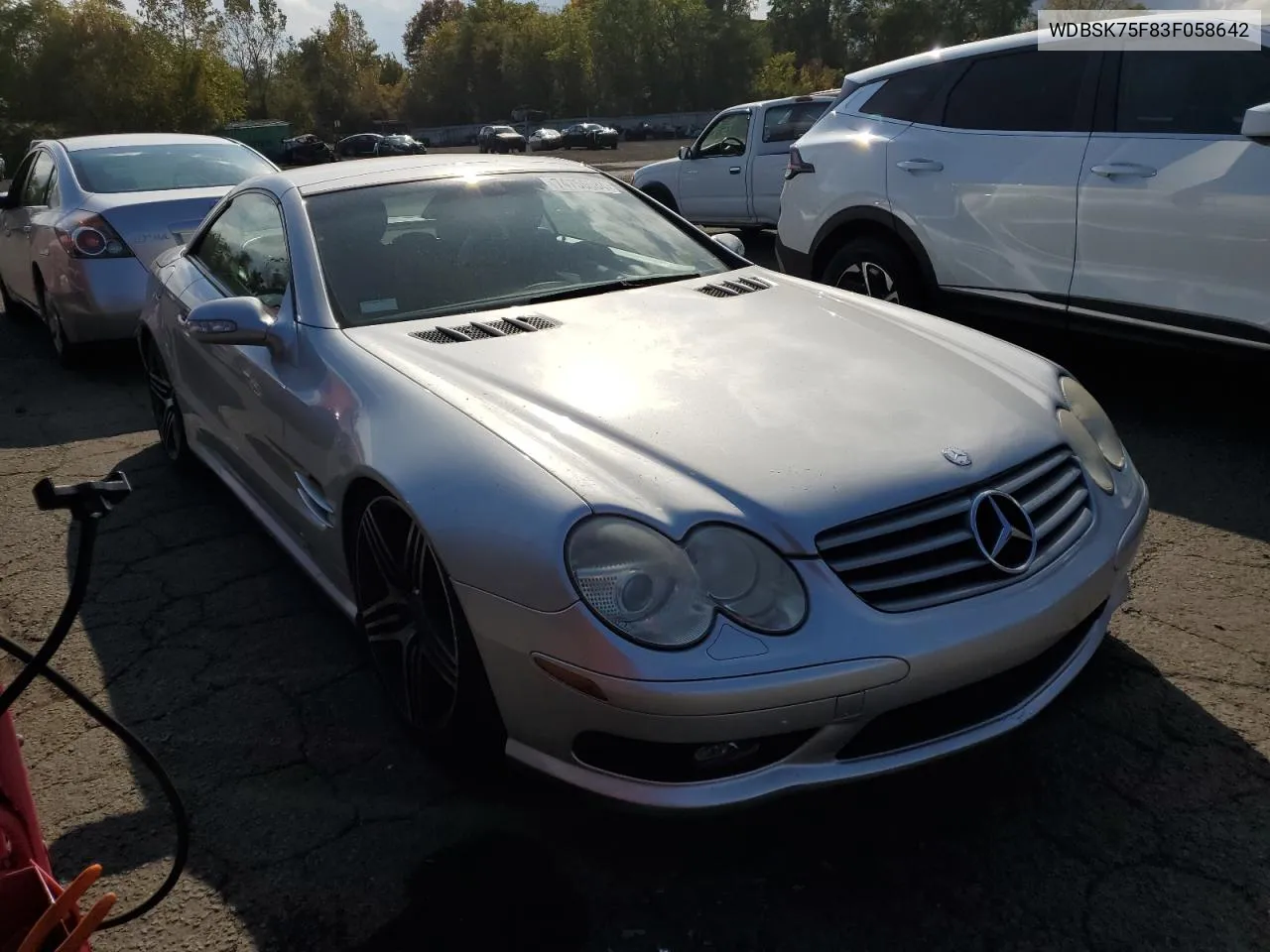 2003 Mercedes-Benz Sl 500R VIN: WDBSK75F83F058642 Lot: 74756584